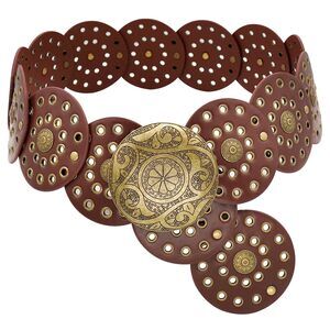 7937 Wide Disc Belt For Women Boho Concho Leather Belts Vintage Western Waist